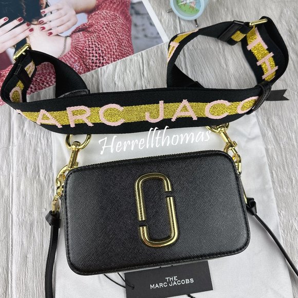 Marc Jacobs Black Shoulder Bag with Gold and Pink Accents - Picture 1 of 9